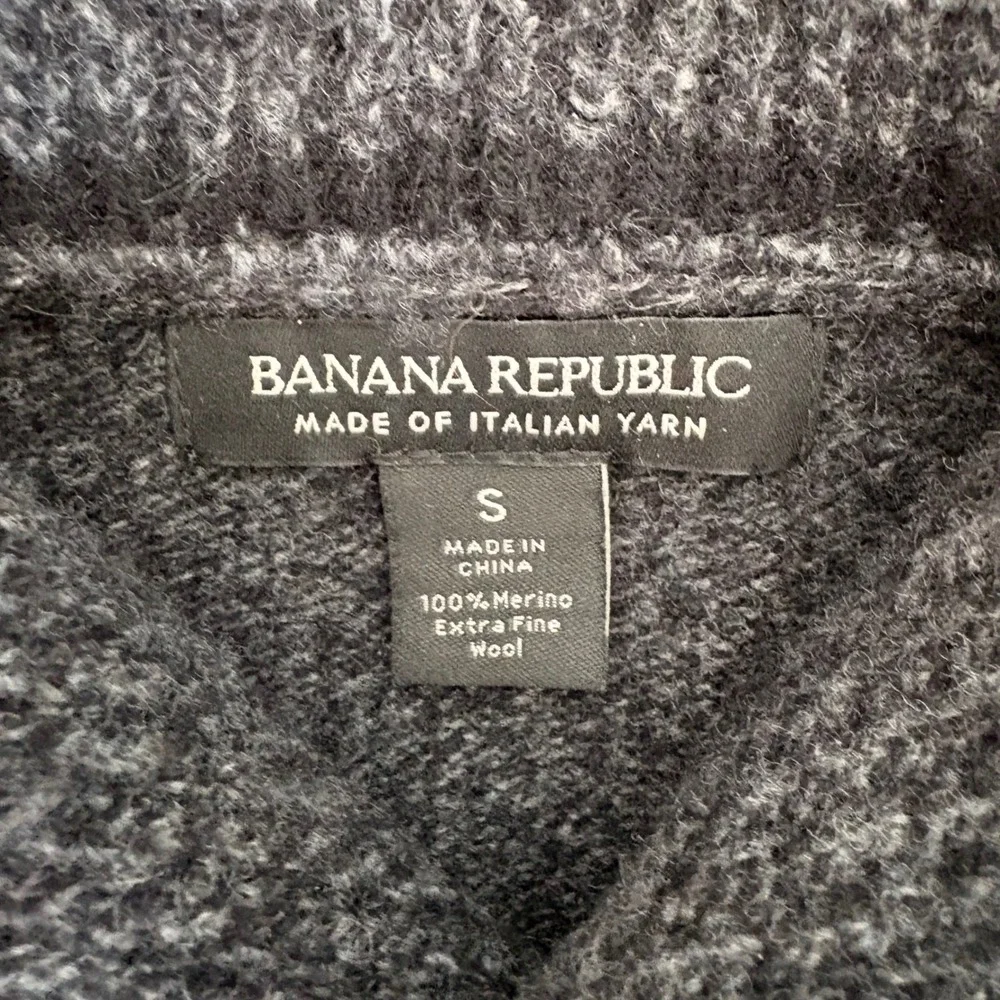 Banana Republic 100% Merino Wool Shawl Collar Sweater Mens S Charcoal Grey Italy